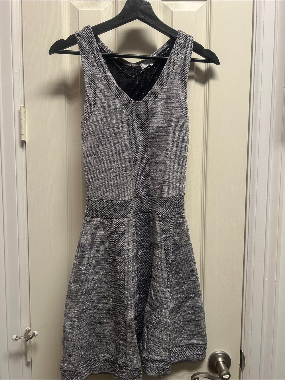 Parker Gray Marled Knit V-Neck Fit & Flare Mini Dress